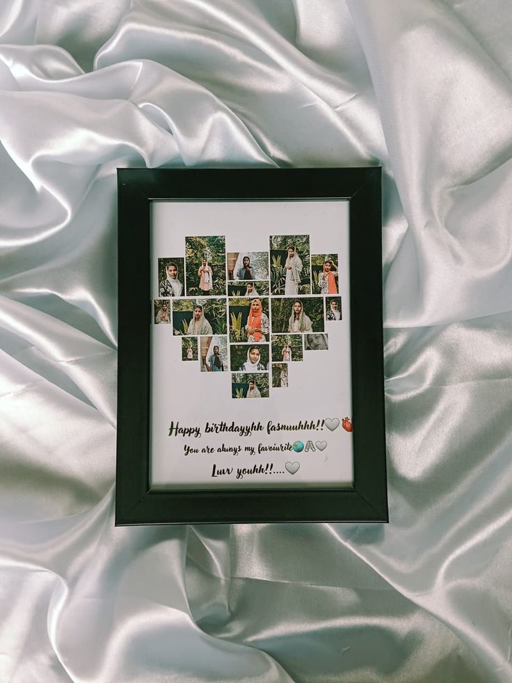 Customized Heart Collage Photo Frame with Names & Date
