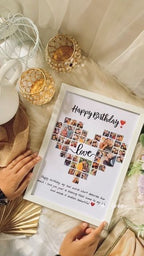 Customized Heart Collage Photo Frame with Names & Date