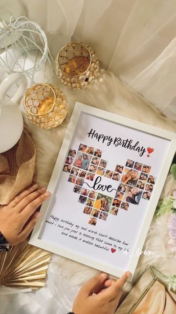 Customized Heart Collage Photo Frame with Names & Date
