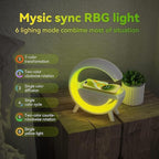 G-Shape 3-in-1 LED Speaker Lamp with 15W Wireless Charger & RGB Light | Bluetooth Speaker, Sunrise Alarm, and Night Lamp – Perfect for Bedroom & Gifts